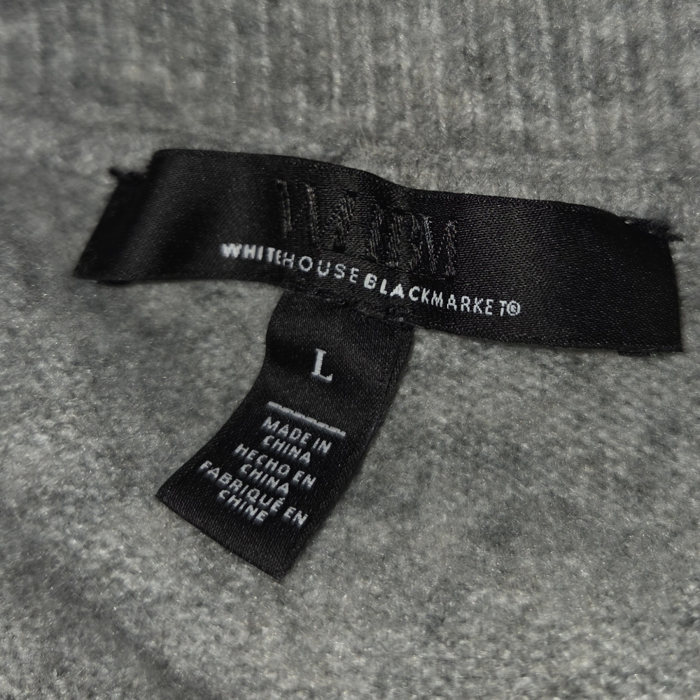 White House Black Market WOMENS Gray Cozy Polo V-Neck Sweater EUC Size L - Picture 9 of 13